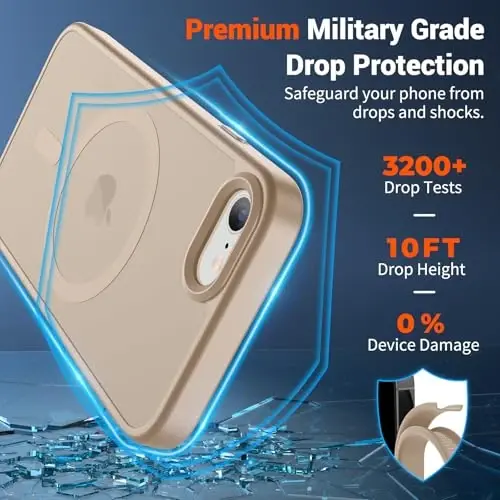 SUPFINE Magnetic for iPhone SE Case 2022 (3rd)/2020 (2nd), iPhone 8 Case (Compatible with MagSafe) (Military Grade Drop Protection) Slim Translucent Matte Phone Case,Desert Gold - SUPFINE (1)
