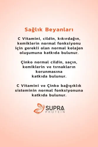 Supra Vitamin C + Zinc - Prebiotic Inulin Added Powder Effervescent Sachet - 28 Day Cure - 4