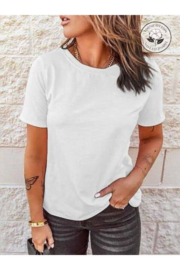 Supreme T-Shirt - Crew Neck, Short Sleeve Oversize White T-Shirt - 1