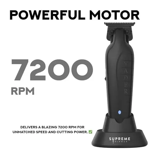 Supreme Trimmer Vader ST3778 – Professional Cordless Barber Liner | 210 Min Runtime, 7000 RPM Motor, Zero Gap DLC T-Blade, USB-C Fast Charging | Beard, Hair & Body - 4