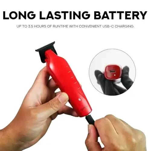 Supreme Trimmer Vader ST3778 – Professional Cordless Barber Liner & Detailer | 210 Min Runtime, 7000 RPM Motor, Zero Gap DLC T-Blade, USB-C Fast Charging | Beard, Hair & Body - 6