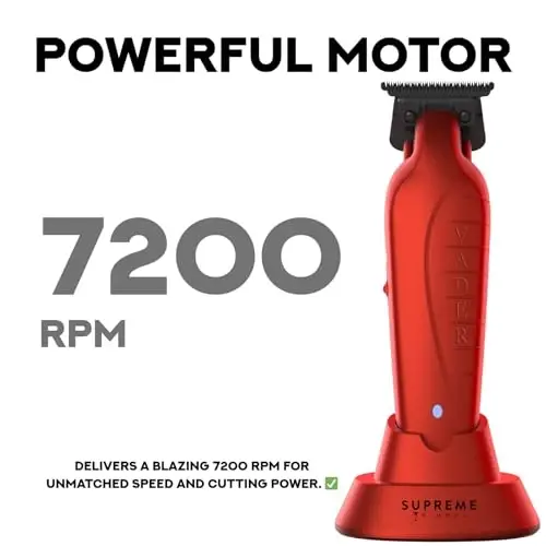 Supreme Trimmer Vader ST3778 – Professional Cordless Barber Liner | 210 Min Runtime, 7000 RPM Motor, Zero Gap DLC T-Blade, USB-C Fast Charging | Beard, Hair & Body - 4