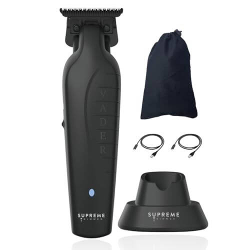 Supreme Trimmer Vader Trimmer ST3778 | Barber Liner Mens Beard Trimmer (210 Min Run Time) DLC T Blade Cordless Hair Clippers | Black - 1