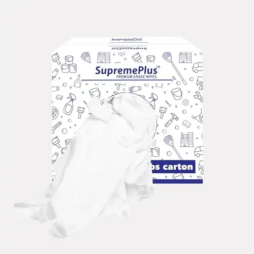 SupremePlus Premium White Knit (600 lbs. Pallet - 60x10 lbs. Box of Rags) Cotton T-Shirt Cloth Wiping Rags - Shop Cleaning Tshirt Cloths, Staining & Finishing Rag for Auto, Grease, Paint & Wood - 2