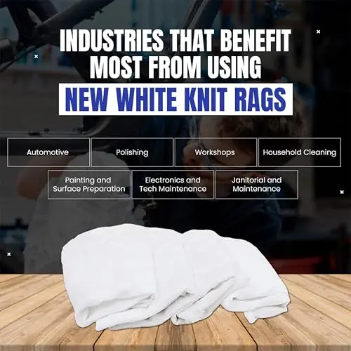 SupremePlus Premium White Knit (600 lbs. Pallet - 60x10 lbs. Box of Rags) Cotton T-Shirt Cloth Wiping Rags - Shop Cleaning Tshirt Cloths, Staining & Finishing Rag for Auto, Grease, Paint & Wood - 4