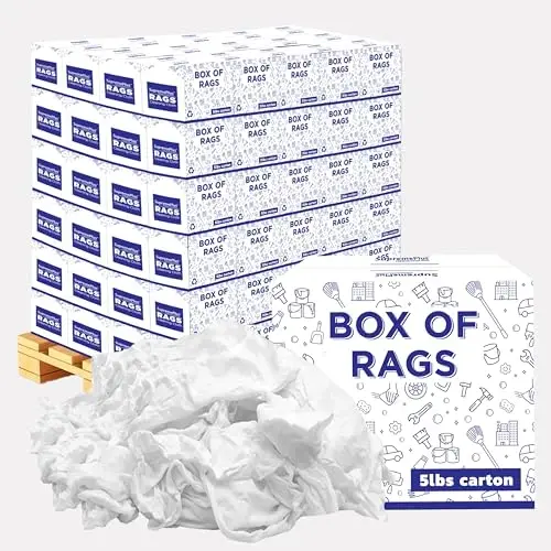 SupremePlus Premium White T-Shirt Cleaning Rags (600 lbs. Pallet 120x5 lbs. Box of Rags) – White Cotton Rag for Cleaning, Staining, Painting, Oil, Grease & Dust Removal – Shop Rags Bulk 