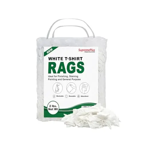 SupremePlus Premium White T-Shirt Cleaning Rags – White Cotton Rags for Cleaning, Staining, Painting, Oil, Grease & Dust Removal – Shop Rags Bulk for Multipurpose use (2 Pounds Bag) - 1