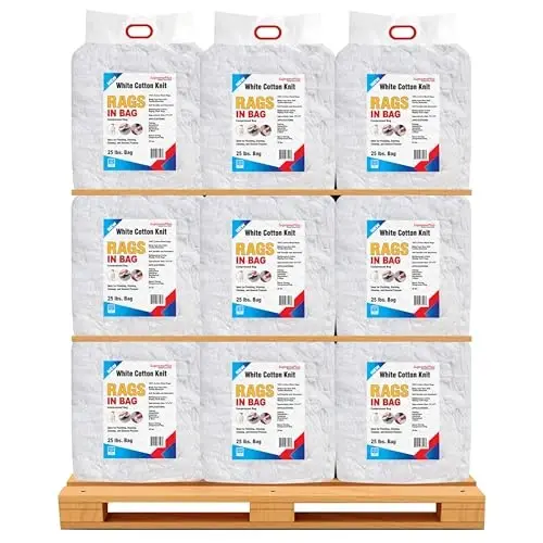 SupremePlus Premium Oq futbolka Tozalash Latta (600 lbs. Palet 24x25 lbs. Latta sumkasi) – Tozalash, dogʻlash, boʻyash, moy, yogʻ va changni tozalash uchun oq paxta latta – Doʻkon lattalari toʻplami - SUPREMEPLUS (1)