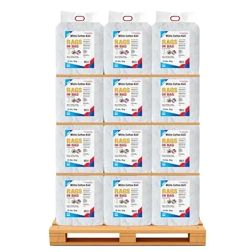 SupremePlus Premium Oq T-Shirt Tozalash Latta (600 lbs. Palet 60x10 lbs. Qop Latta) – Oq Paxta Latta Tozalash, Dog'lash, Bo'yash, Yog', Moy va Changni Yo'qotish uchun – Do'kon Lattalari - 2