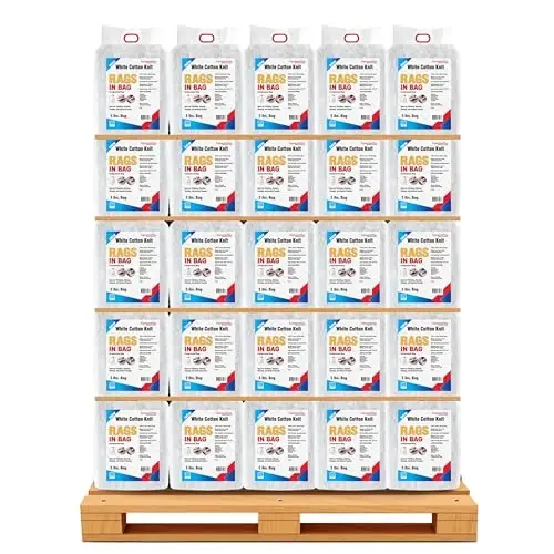 SupremePlus Premium Oq T-Shirt Tozalash Matolari (600 lbs. Palet 120x5 lbs. Qop) – Tozalash, Bo'yash, Rangsizlantirish, Yog ', Moy va Changni Tozalash uchun Oq Paxta Matolari – Ko'p maqsadli foydalanish uchun Do'kon Matolari - 2
