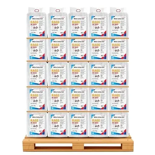 SupremePlus Premium Oq T-Shirt Tozalash Matolari (600 lbs. Palet 120x5 lbs. Qop) – Tozalash, Bo'yash, Rangsizlantirish, Yog ', Moy va Changni Tozalash uchun Oq Paxta Matolari – Ko'p maqsadli foydalanish uchun Do'kon Matolari - SUPREMEPLUS (1)