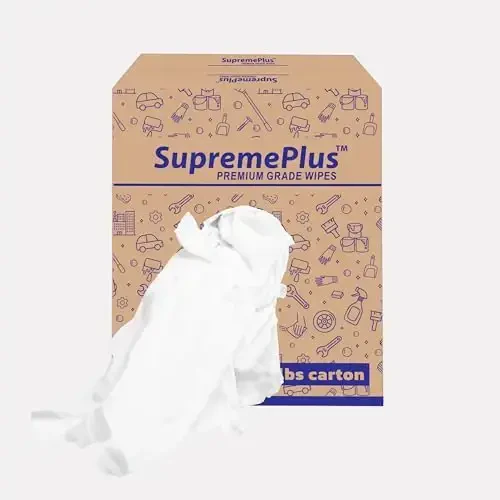 SupremePlus Premium Oq Trikotaj (50 funtlik latta qutisi) Paxta futbolka matosidan artish lattalari - Avto, moy, bo'yoq va yog'och uchun qutidagi do'kon tozalash futbolka lattalari, bo'yash va pardozlash lattasi - 1