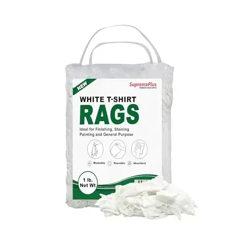 SupremePlus Premium White T-Shirt Cleaning Rags (1 lb. Bag) – White Cotton Rags for Cleaning, Staining, Painting, Oil, Grease & Dust Removal – Shop rag Bulk for Multipurpose use 
