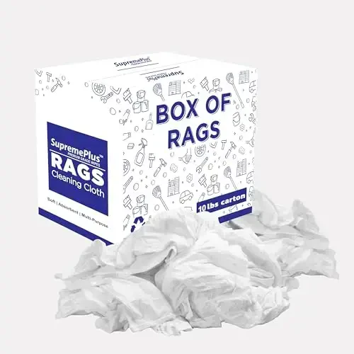 SupremePlus Premium White T-Shirt Cleaning Rags (10 lbs. Box) – White Cotton Rags for Cleaning, Staining, Painting, Oil, Grease & Dust Removal – Shop Rags Bulk for Multipurpose use - SUPREMEPLUS