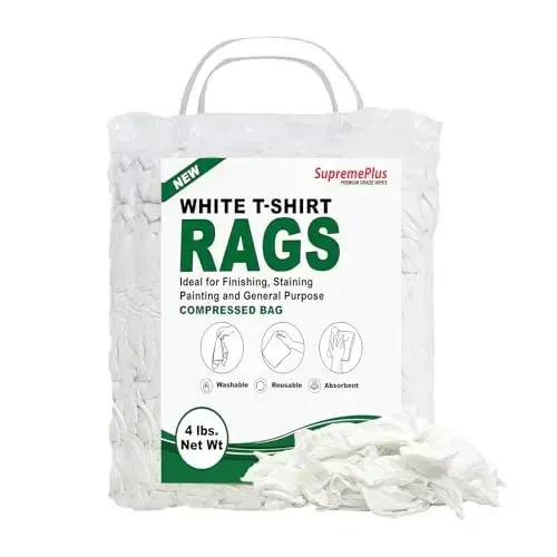 SupremePlus Premium White T-Shirt Cleaning Rags (4 lbs. Bag of Rags) – White Cotton Rags for Cleaning, Staining, Painting, Oil, Grease & Dust Removal – Shop Rag Bulk - SUPREMEPLUS