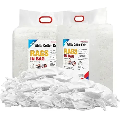 SupremePlus Premium White T-Shirt Cleaning Rags (50 lbs. Bag of Rags) – White Cotton Rag for Cleaning, Staining, Painting, Oil, Grease & Dust Removal – Shop Rags Bulk 