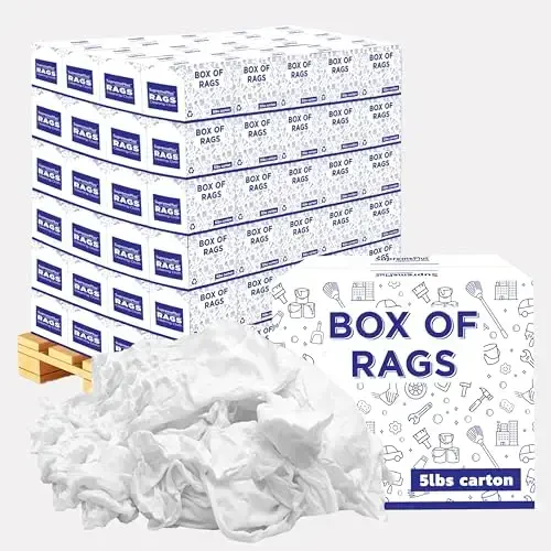 SupremePlus Premium White T-Shirt Cleaning Rags (600 lbs. Pallet 120x5 lbs. Box of Rags) – White Cotton Rag for Cleaning, Staining, Painting, Oil, Grease & Dust Removal – Shop Rags Bulk - 1