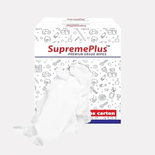 SupremePlus Premium White T-Shirt Tozalash Matolari (25 lb. Quti) – Tozalash, Bo'yash, Bo'yoq, Yog', Kir va Changni Tozalash uchun Oq Paxta Matosi – Ko'p maqsadli foydalanish uchun Do'kon Matolari - SUPREMEPLUS (1)