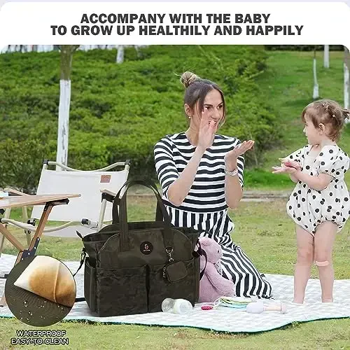 SUPROMOMI Diaper Bag Tote: Large Tote Baby Bag Boy Diaper Bag Stylish Girl Diaper Bag,Shoulder Mommy Bag - 6