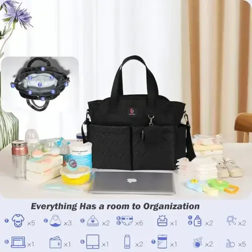SUPROMOMI Diaper Bag Tote: Large Tote Baby Bag Boy Diaper Bag Stylish Girl Diaper Bag,Shoulder Mommy Bag - 4