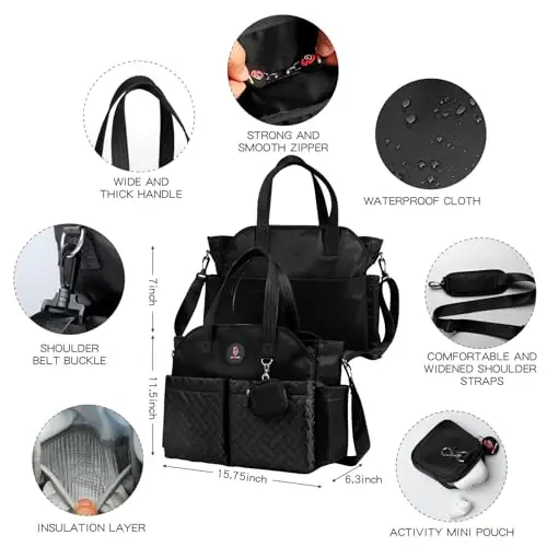 SUPROMOMI Diaper Bag Tote: Large Tote Baby Bag Boy Diaper Bag Stylish Girl Diaper Bag,Shoulder Mommy Bag - 12
