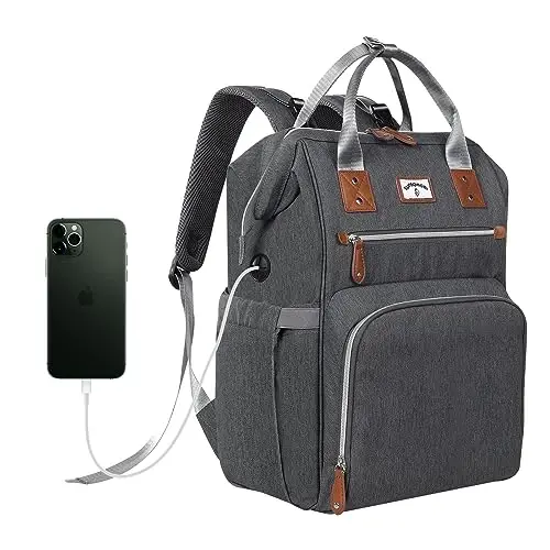 SUPROMOMI Diaper Bag Backpack: Baby Bag Large Tote Diaper bag for Boys and Girls, Men's Diaper Backpack, Women's Shoulder Mommy Bag, 2 Kids Nappy bag for mom and dad Gray - 1