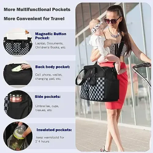 SUPROMOMI Diaper Bag Tote: Large Tote Baby Bag Boy Diaper Bag Stylish Girl Diaper Bag,Shoulder Mommy Bag - 4