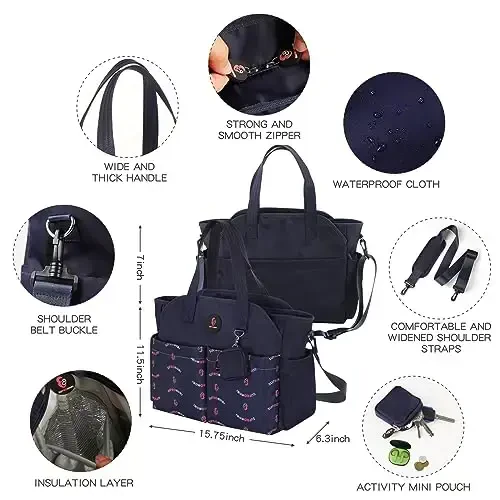 SUPROMOMI Diaper Bag Tote: Large Tote Baby Bag Boy Diaper Bag Stylish Girl Diaper Bag,Shoulder Mommy Bag - 5
