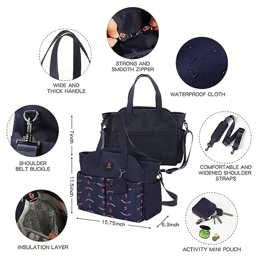 SUPROMOMI Diaper Bag Tote: Large Tote Baby Bag Boy Diaper Bag Stylish Girl Diaper Bag,Shoulder Mommy Bag - 5
