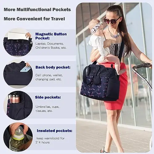 SUPROMOMI Diaper Bag Tote: Large Tote Baby Bag Boy Diaper Bag Stylish Girl Diaper Bag,Shoulder Mommy Bag - SUPROMOMI (1)