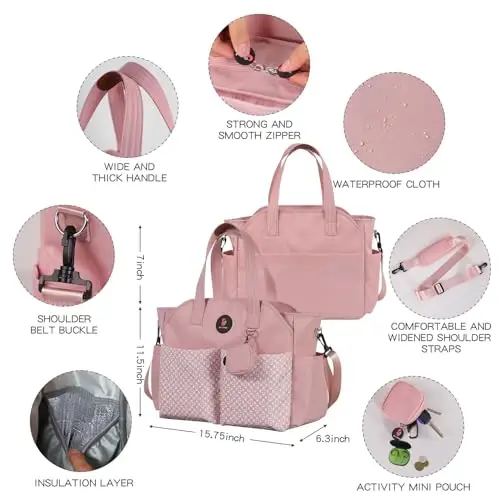 SUPROMOMI Diaper Bag Tote: Large Tote Baby Bag Boy Diaper Bag Stylish Girl Diaper Bag,Shoulder Mommy Bag - 12