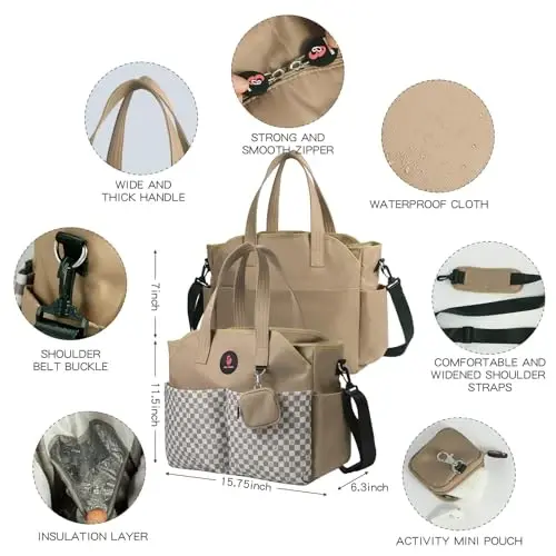 SUPROMOMI Diaper Bag Tote: Large Tote Baby Bag Boy Diaper Bag Stylish Girl Diaper Bag,Shoulder Mommy Bag - 11