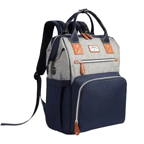 SUPROMOMI Diaper Bag Backpack: Tote Baby Bag for Boy and Girl, Large Mommy Bag Insulated Pockets Charger Holes for Men and Women, Nappy Bag for Baby Airplane Traveing Blue Grey 