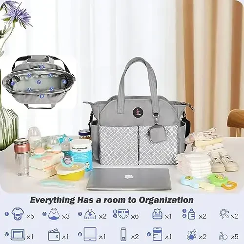 SUPROMOMI Diaper Bag Tote: Large Tote Baby Bag Boy Diaper Bag Stylish Girl Diaper Bag, Shoulder Mommy Bag - 4