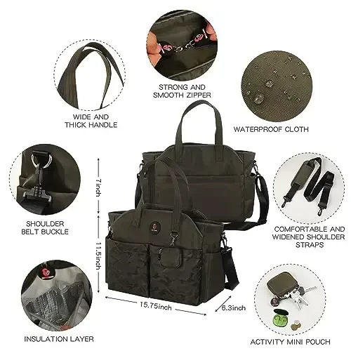 SUPROMOMI Diaper Bag Tote: Large Tote Baby Bag Boy Diaper Bag Stylish Girl Diaper Bag,Shoulder Mommy Bag - 5