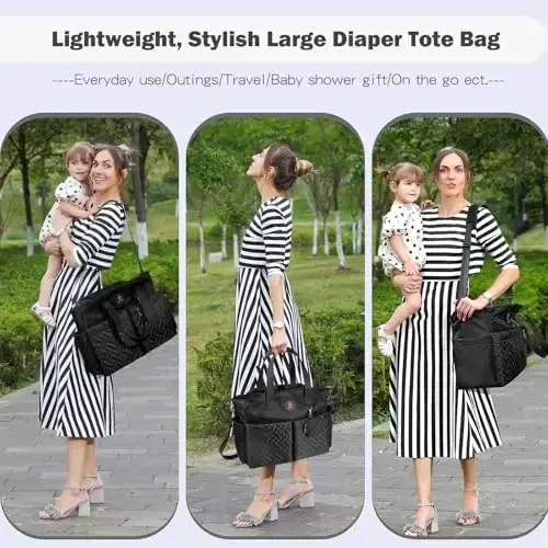 SUPROMOMI Diaper Bag Tote: Large Tote Baby Bag Boy Diaper Bag Stylish Girl Diaper Bag,Shoulder Mommy Bag - 2