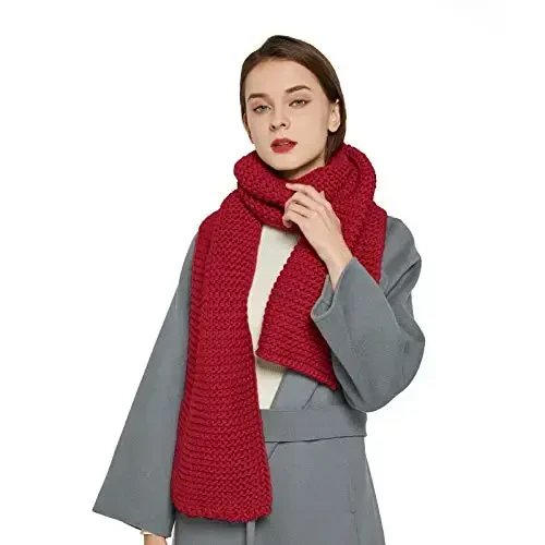 Surblue Winter Chunky Knit Scarf Warm Thick Wrap Pattern Long for Men and Women for Outdoors - MODAZONE
