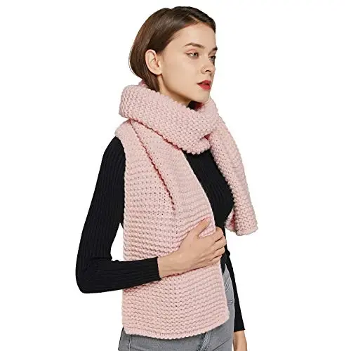Surblue Winter Chunky Knit Scarf Warm Thick Wrap Pattern Long for Men and Women for Outdoors - 3