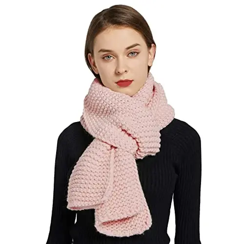 Surblue Winter Chunky Knit Scarf Warm Thick Wrap Pattern Long for Men and Women for Outdoors - 4