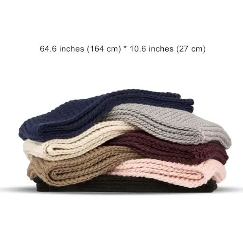 Surblue Winter Chunky Knit Scarf Warm Thick Wrap Pattern Long for Men and Women for Outdoors - 7
