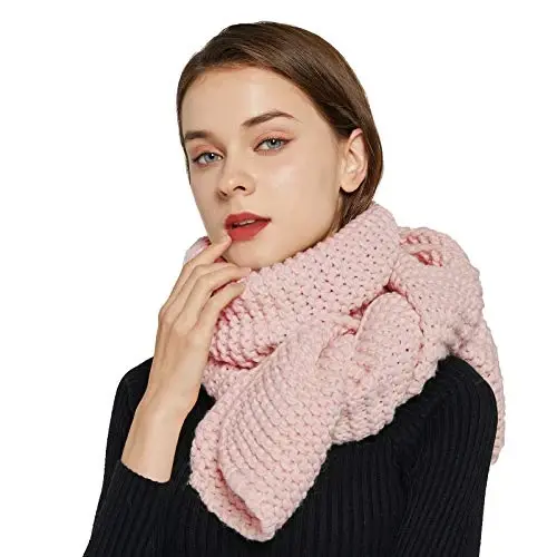 Surblue Winter Chunky Knit Scarf Warm Thick Wrap Pattern Long for Men and Women for Outdoors 