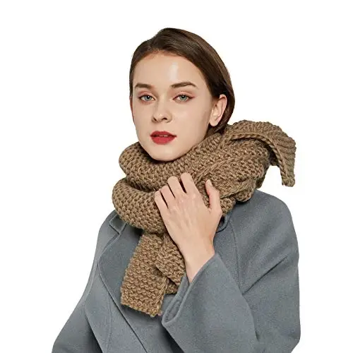 Surblue Winter Chunky Knit Scarf Warm Thick Wrap Pattern Long for Men and Women for Outdoors - 1