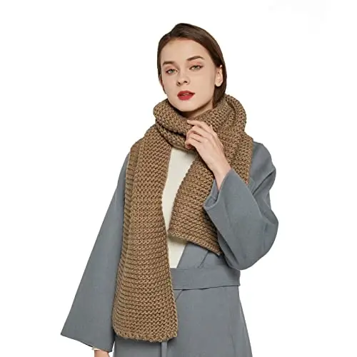 Surblue Winter Chunky Knit Scarf Warm Thick Wrap Pattern Long for Men and Women for Outdoors - 3