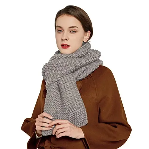 Surblue Winter Chunky Knit Scarf Warm Thick Wrap Pattern Long for Men and Women for Outdoors - MODAZONE (1)