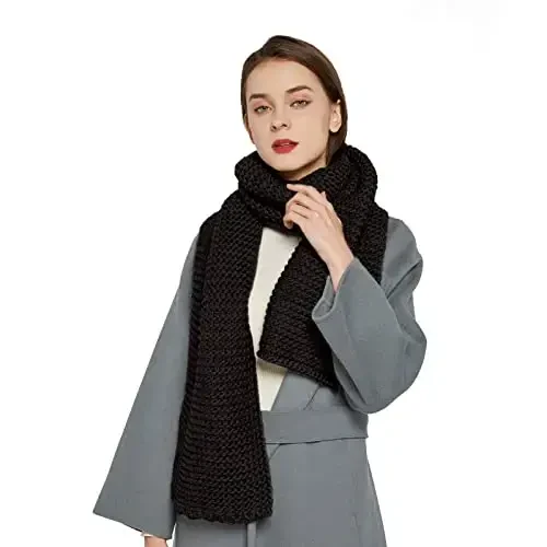 Surblue Winter Chunky Knit Scarf Warm Thick Wrap Pattern Long for Men and Women for Outdoors - MODAZONE (1)