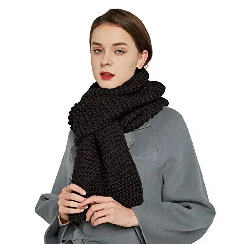 Surblue Winter Chunky Knit Scarf Warm Thick Wrap Pattern Long for Men and Women for Outdoors 
