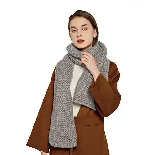 Surblue Winter Chunky Knit Scarf Warm Thick Wrap Pattern Long for Men and Women for Outdoors - 1
