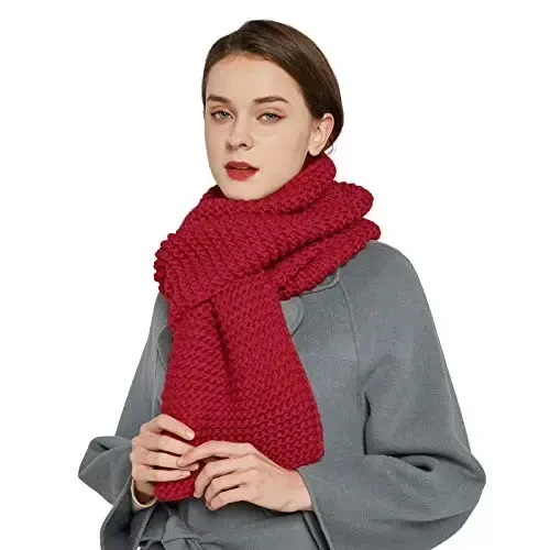 Surblue Winter Chunky Knit Scarf Warm Thick Wrap Pattern Long for Men and Women for Outdoors - 2