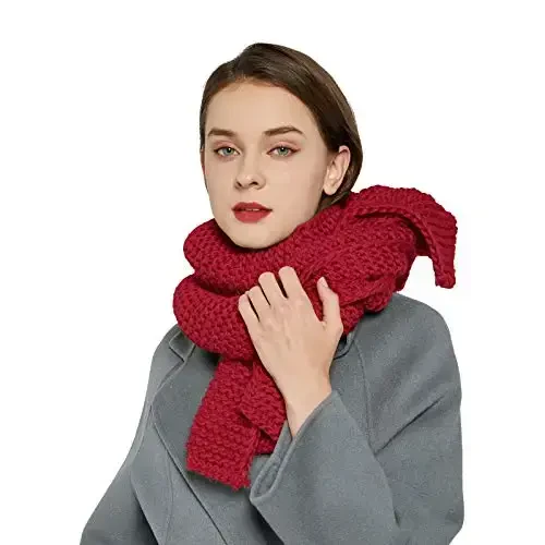 Surblue Winter Chunky Knit Scarf Warm Thick Wrap Pattern Long for Men and Women for Outdoors - 3