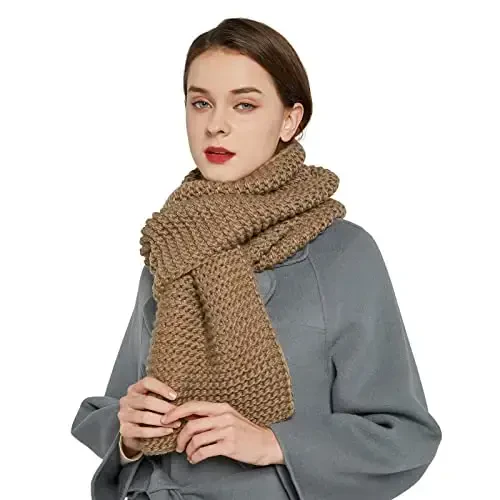 Surblue Winter Chunky Knit Scarf Warm Thick Wrap Pattern Long for Men and Women for Outdoors - 2